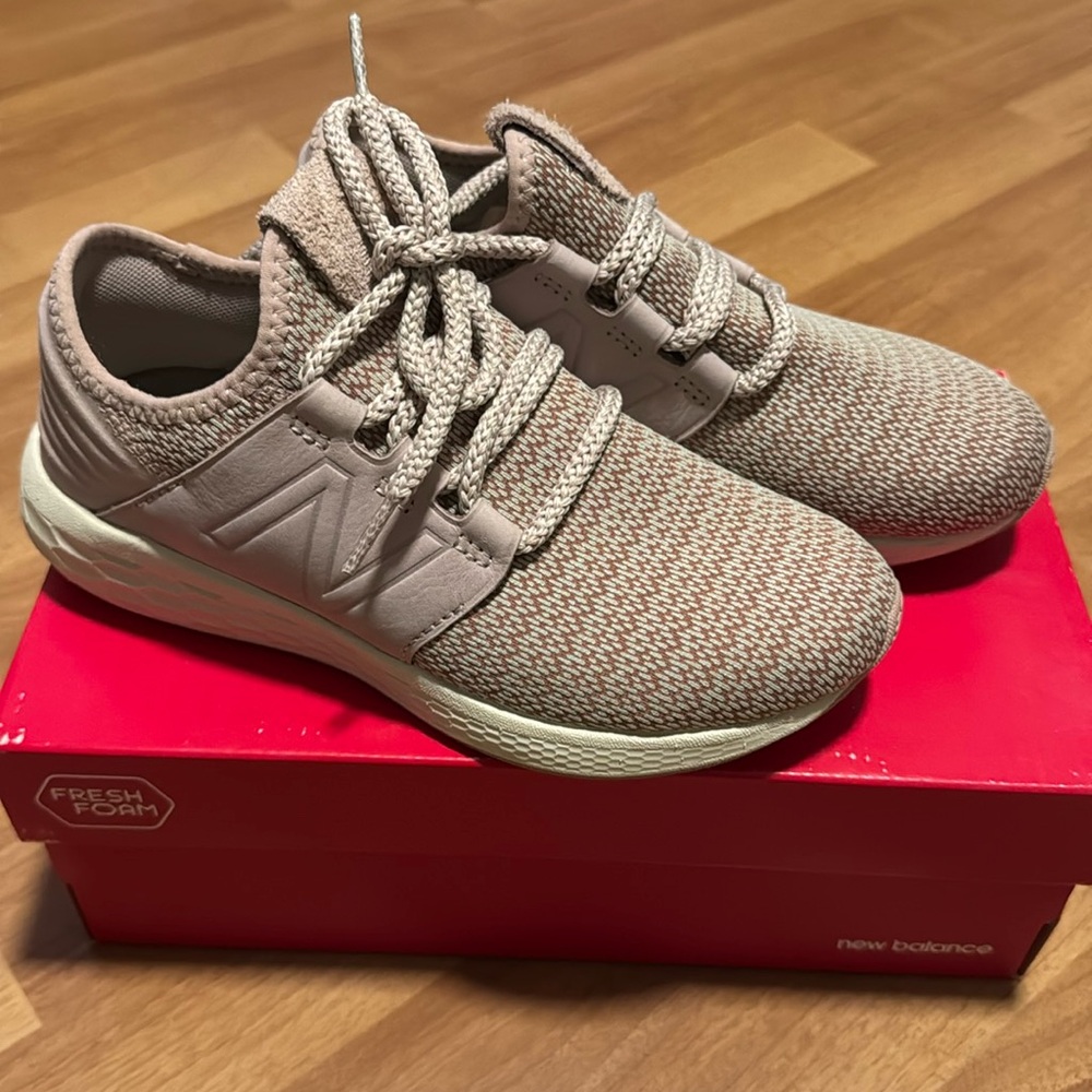 New Balance Women's Pink Cream Knit Sneakers